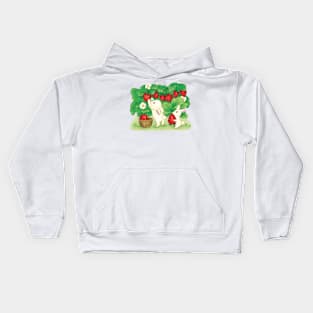 Cute Rabbits Strawberry Picking Kids Hoodie